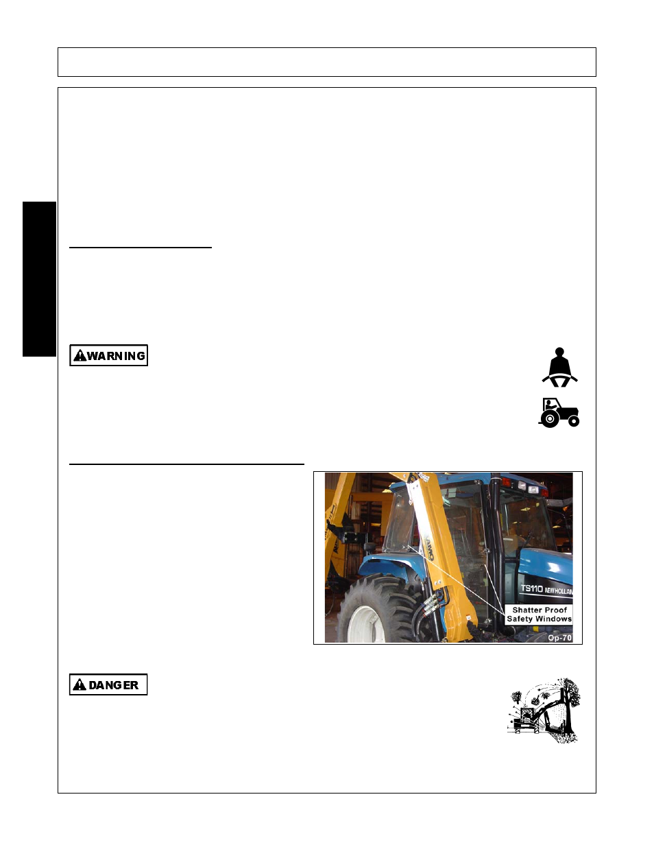 Tractor requirements and capabilities, 1 rops and seat belt, 2 operator thrown object protection | Operation, Opera t ion | Alamo Axtreme 02983328C User Manual | Page 98 / 172