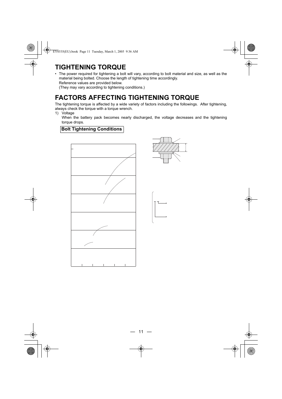 Tightening torque, Factors affecting tightening torque | Panasonic EY6535GQW User Manual | Page 11 / 88