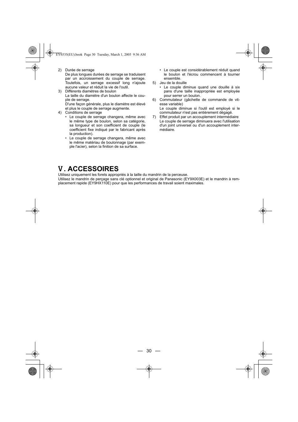 Accessoires | Panasonic EY6535GQW User Manual | Page 30 / 88