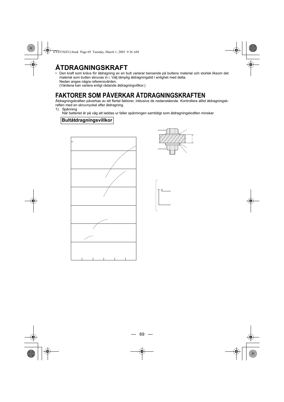 Åtdragningskraft, Faktorer som påverkar åtdragningskraften | Panasonic EY6535GQW User Manual | Page 69 / 88