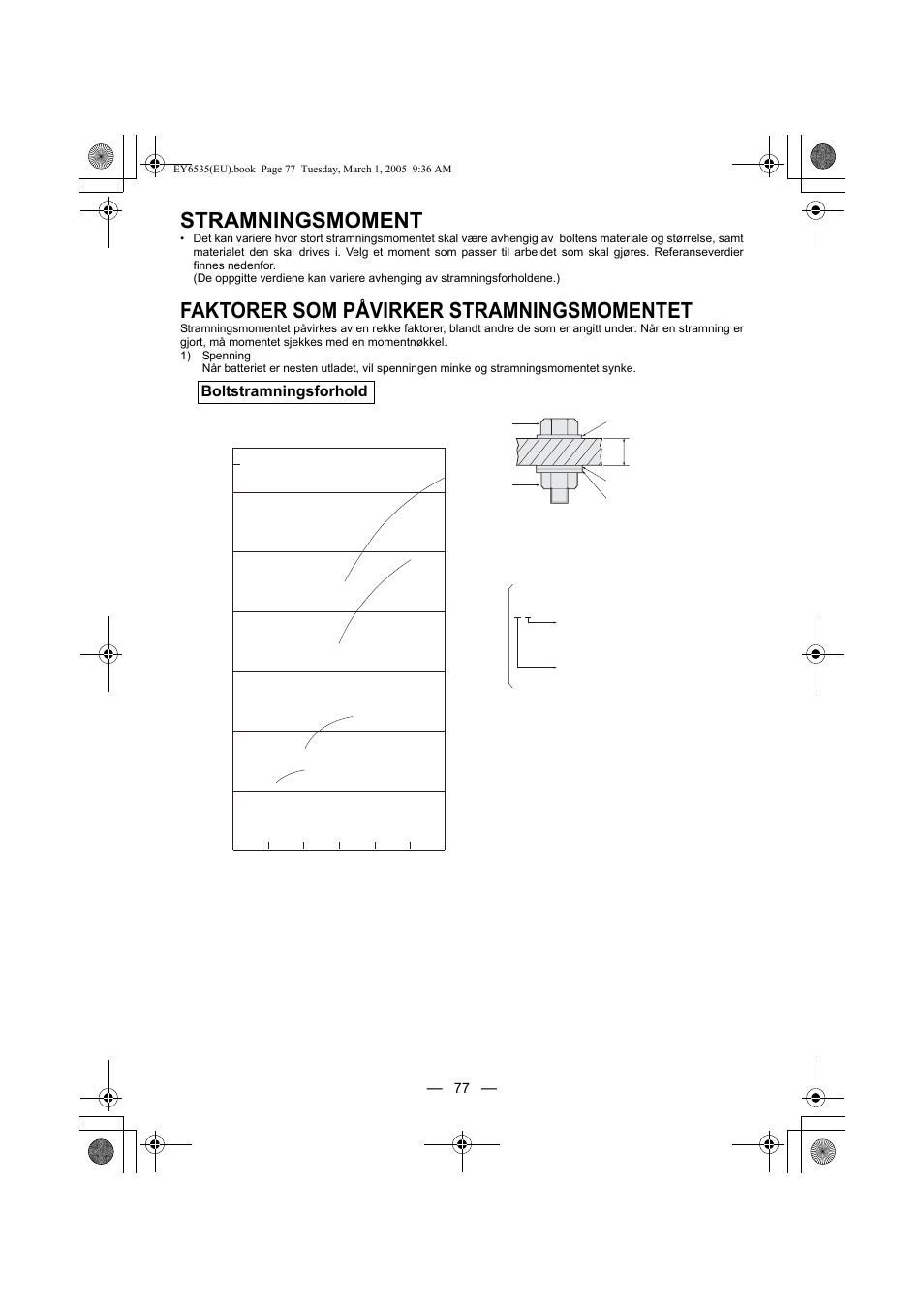 Stramningsmoment, Faktorer som påvirker stramningsmomentet | Panasonic EY6535GQW User Manual | Page 77 / 88