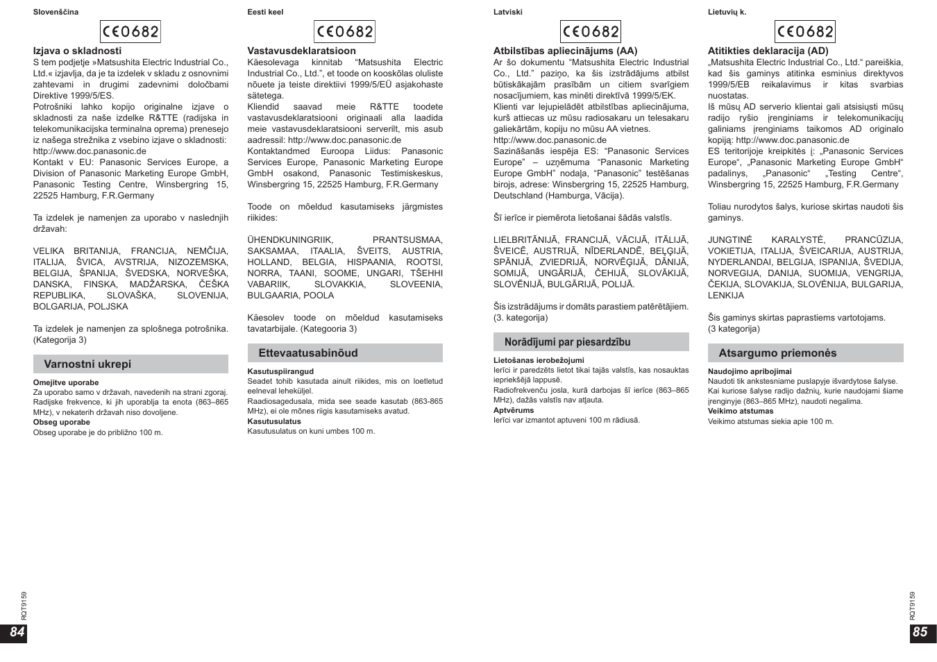 Panasonic RPWF850 User Manual | Page 43 / 45