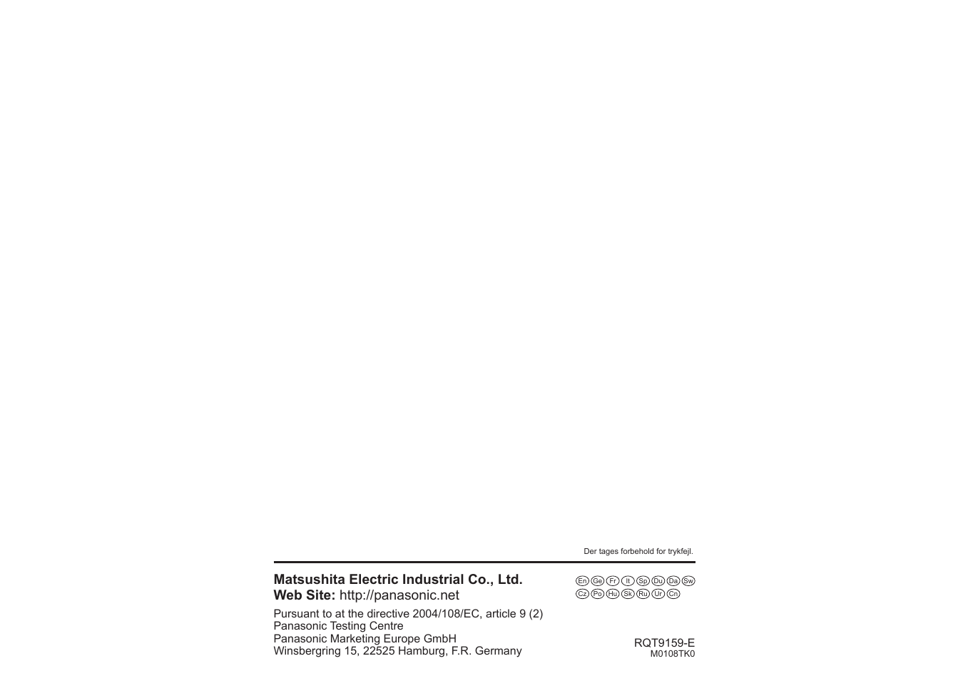 Panasonic RPWF850 User Manual | Page 45 / 45