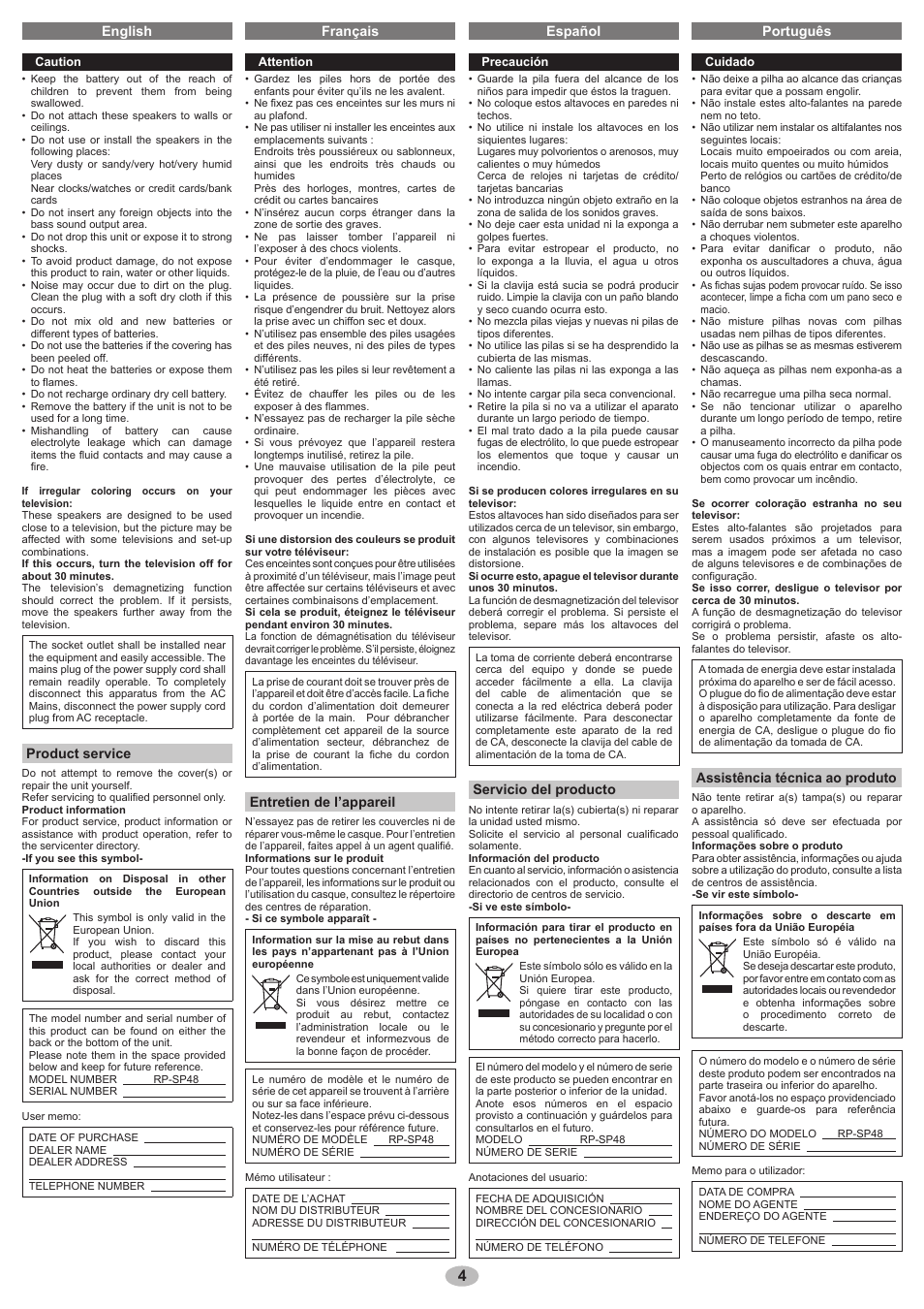 Panasonic RPSP48 User Manual | Page 4 / 4