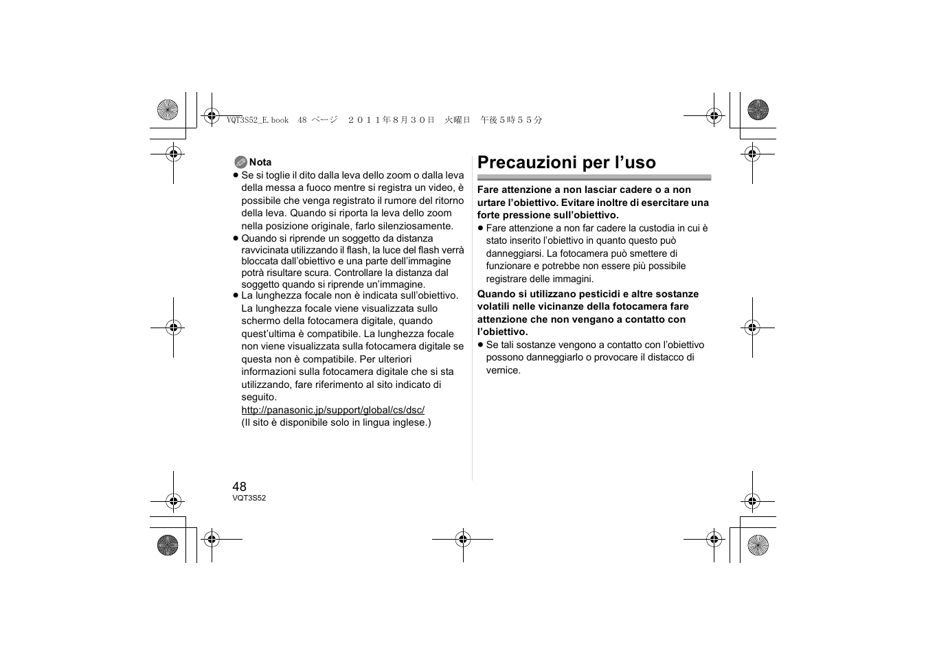 Precauzioni per l’uso | Panasonic HPS14042E User Manual | Page 48 / 72