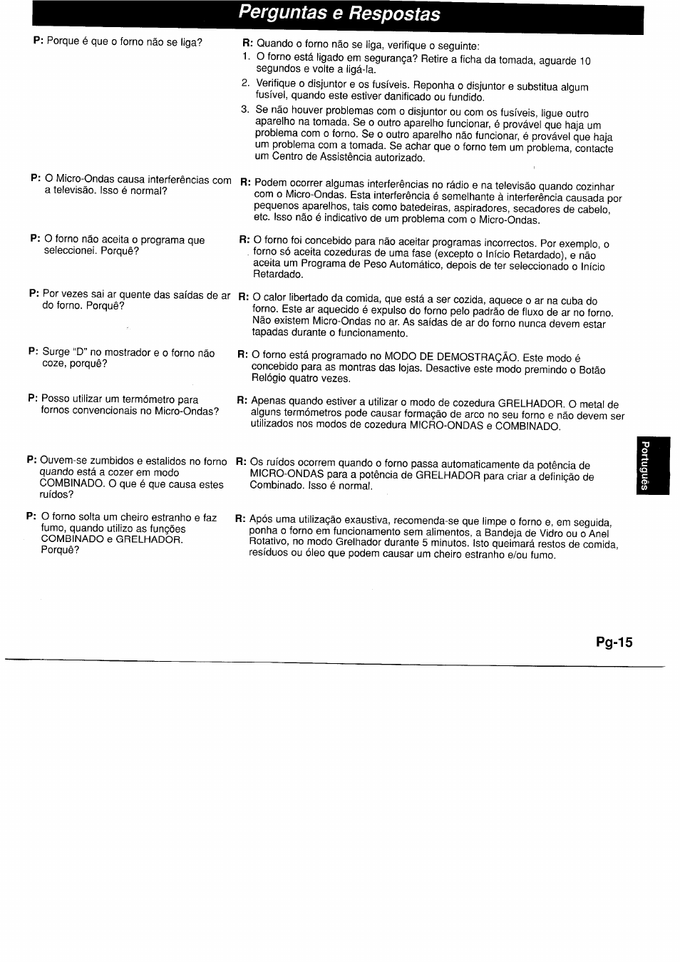 Perguntas e respostas | Panasonic NNF661WB User Manual | Page 115 / 150