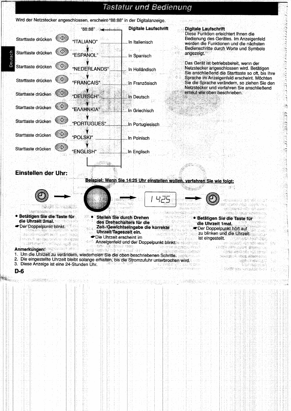 Einstellen der uhr, S-c?s | Panasonic NNF661WB User Manual | Page 24 / 150