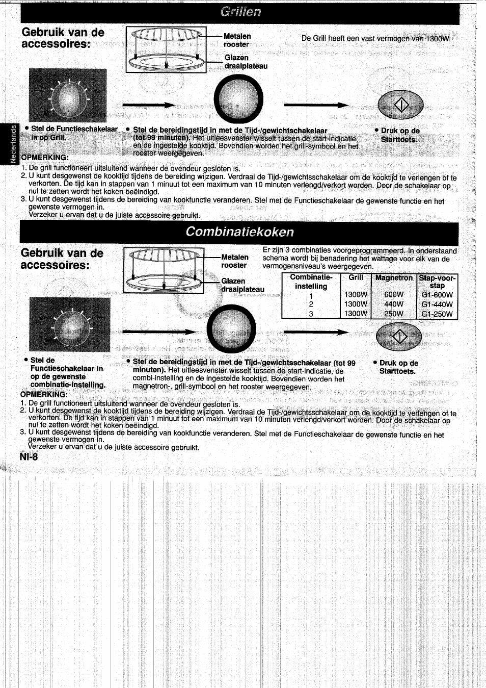 Gebruik van de accessoires, Metalen, Combinatiekoken | Steide, Opmerking | Panasonic NNF661WB User Manual | Page 44 / 150