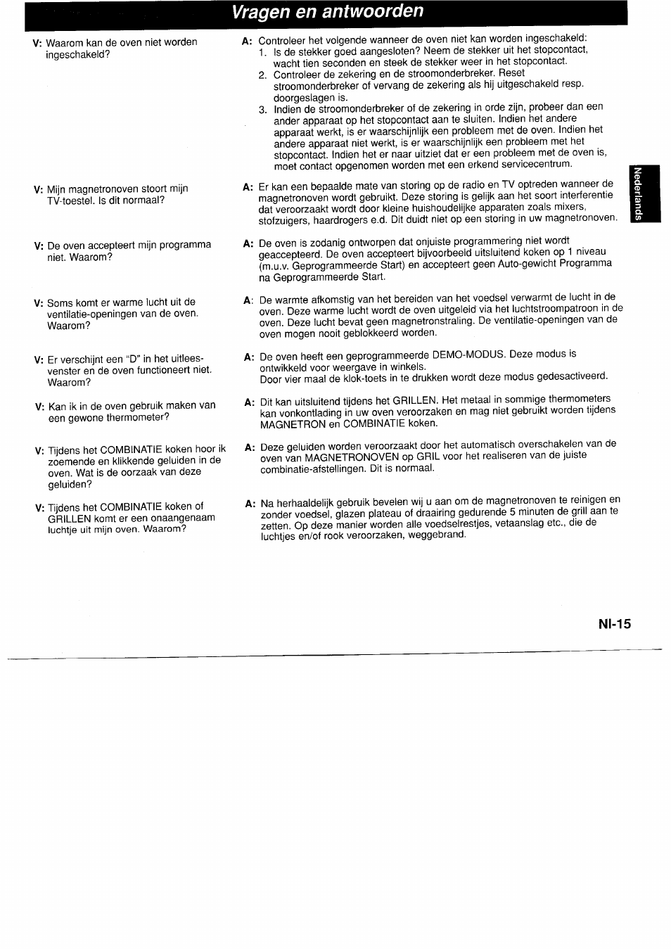 Vragen en antwoorden | Panasonic NNF661WB User Manual | Page 51 / 150