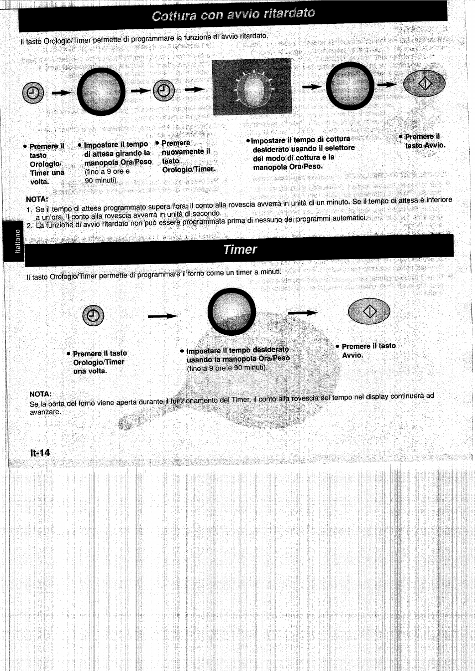 Premere il tasto avvio, Nota, Lt-14 | Panasonic NNF661WB User Manual | Page 82 / 150