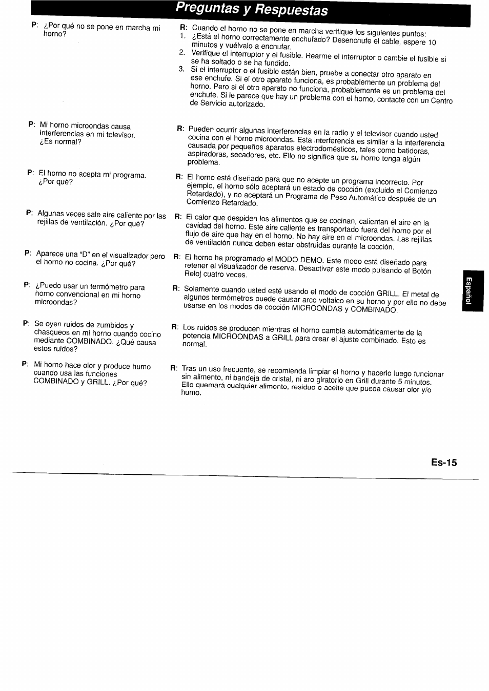 Preguntas y respuestas | Panasonic NNF661WB User Manual | Page 99 / 150