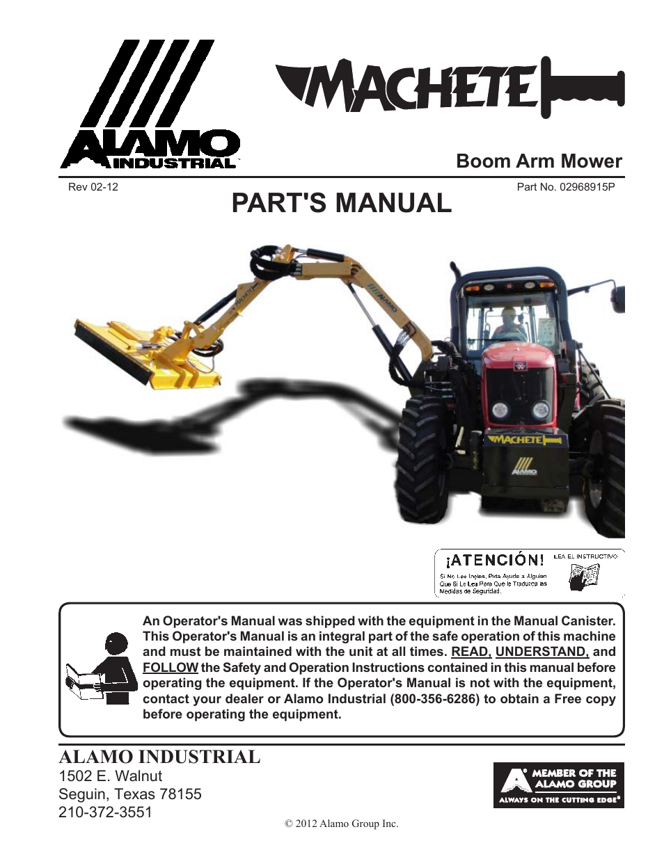 Alamo BOOM ARM MOWER 02968915P User Manual | 174 pages