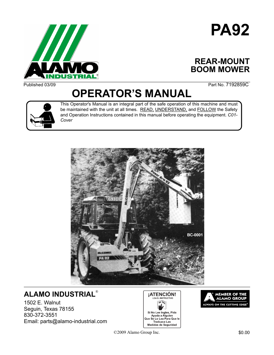 Alamo PA92 User Manual | 160 pages