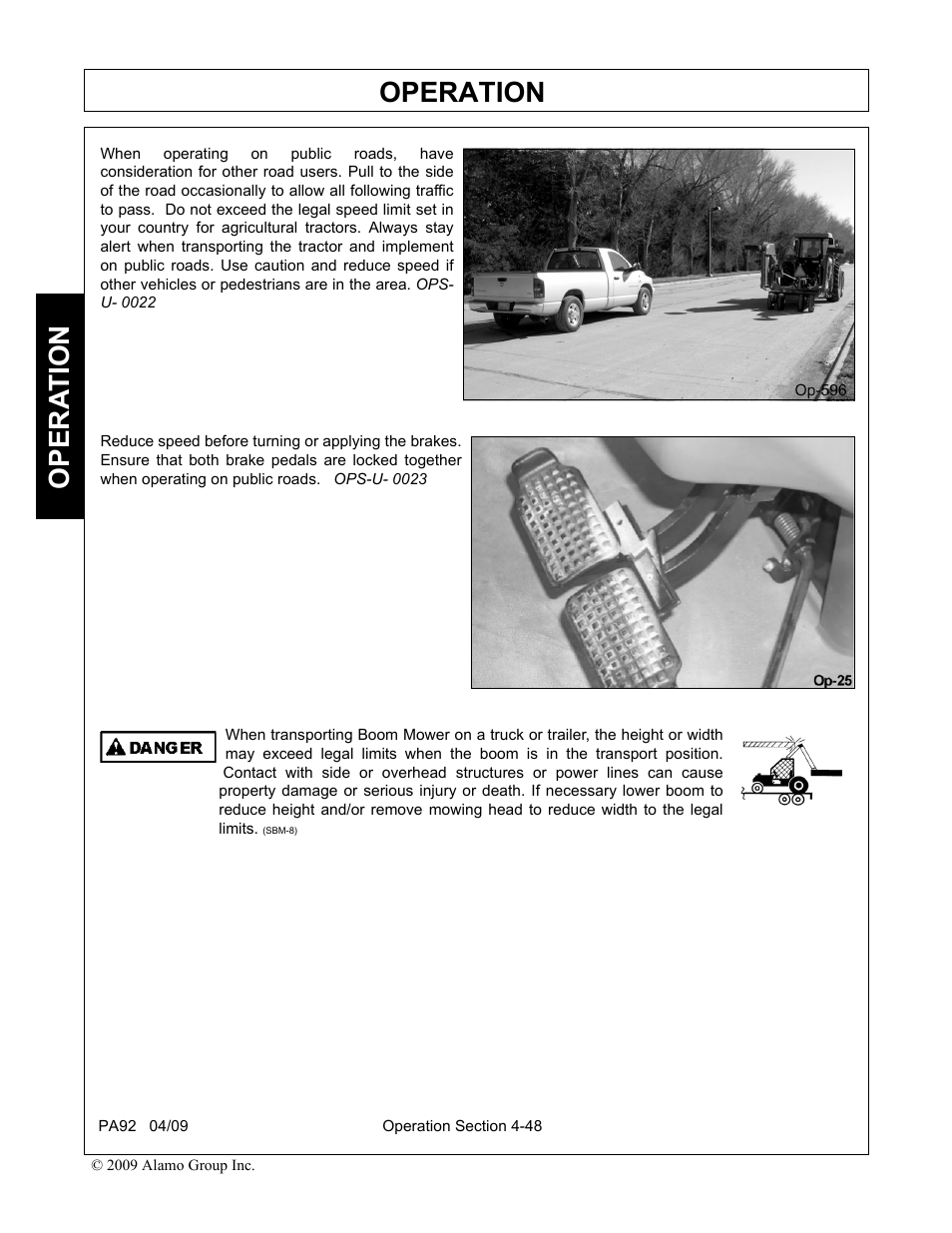 Operation, Opera t ion | Alamo PA92 User Manual | Page 144 / 160