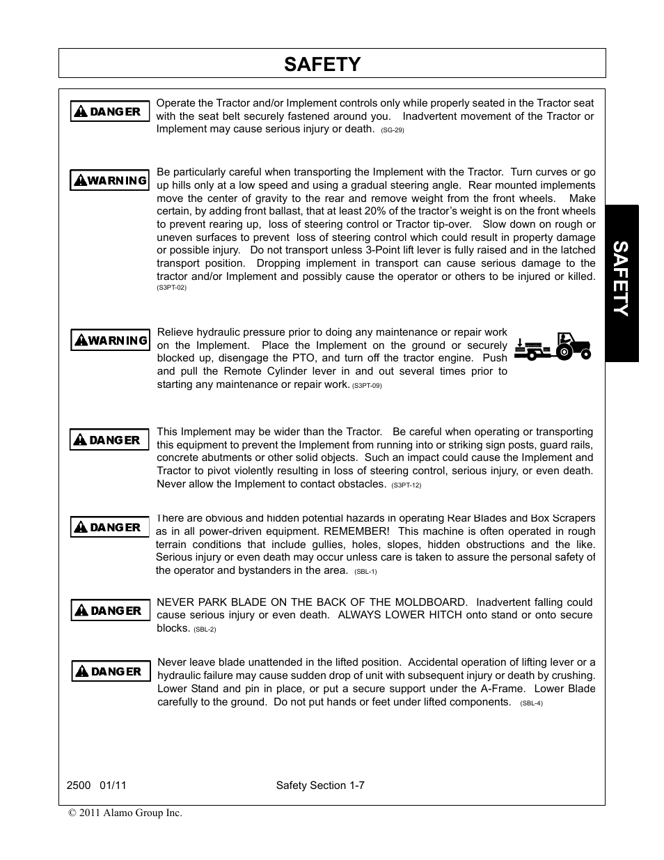 Safety | Alamo 2500 User Manual | Page 11 / 60