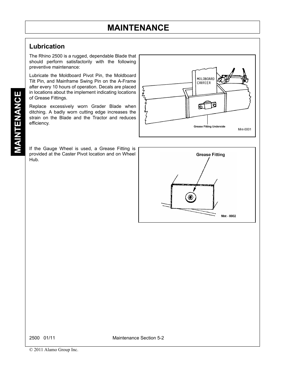 Lubrication, Maintenance | Alamo 2500 User Manual | Page 56 / 60