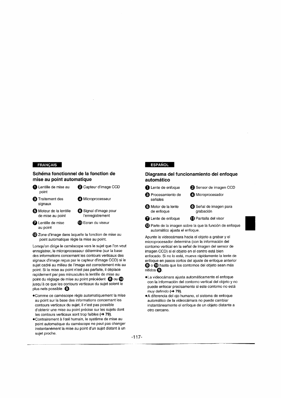 Diagrama del funcionamiento del enfoque automático | Panasonic NVRX50EG User Manual | Page 117 / 136