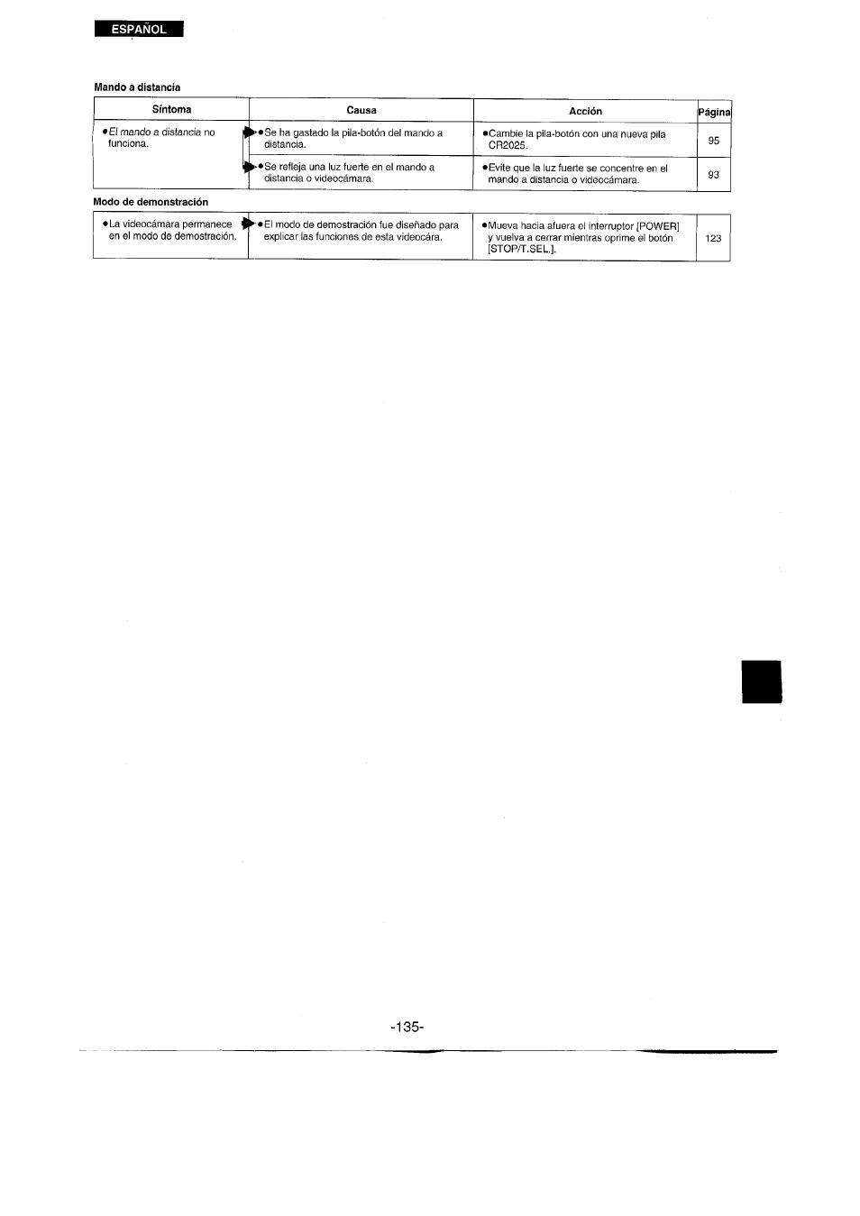 Español | Panasonic NVRX50EG User Manual | Page 135 / 136