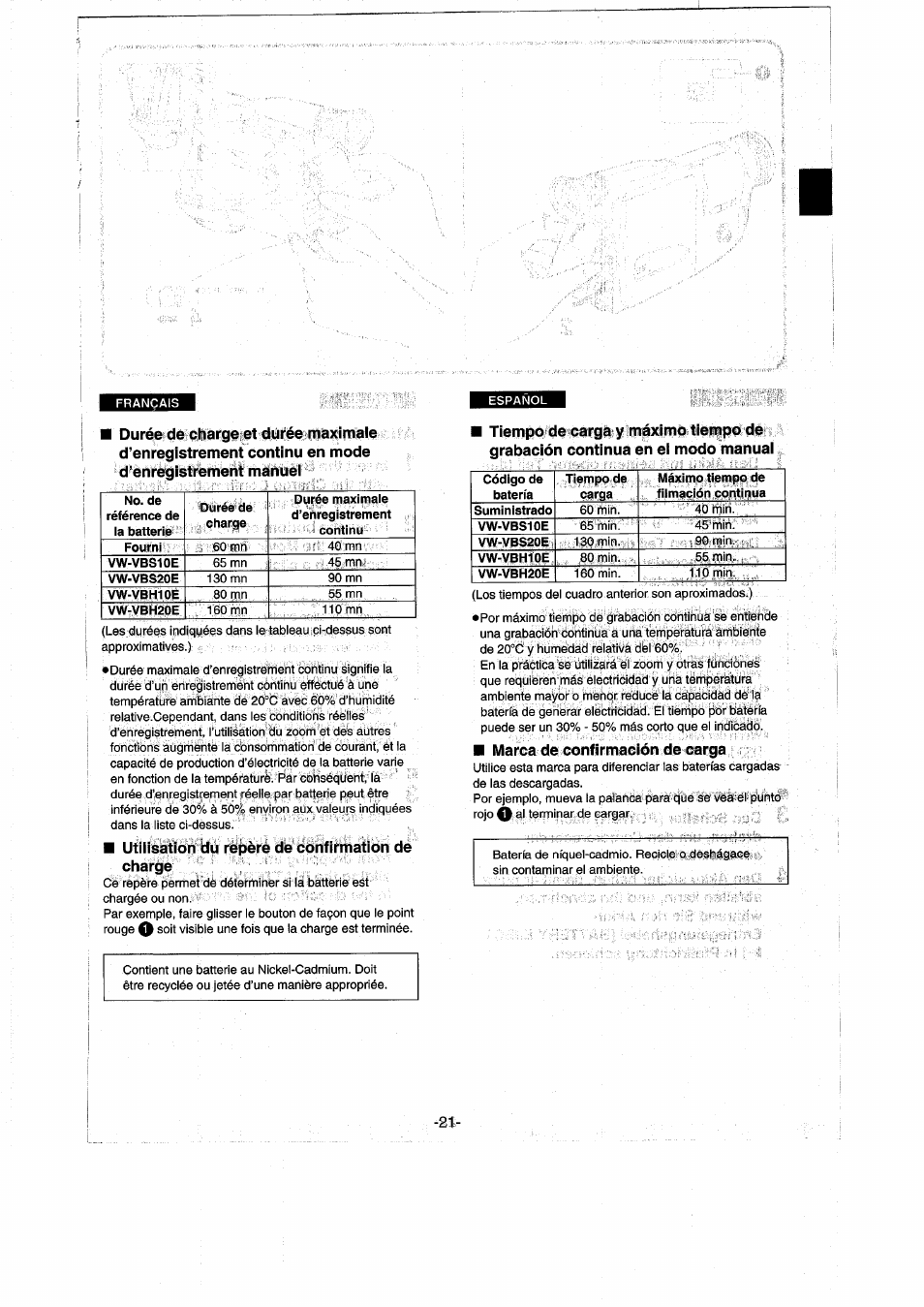 Utilisation du repère de confirmation de charge, Marca de confirmación de carga | Panasonic NVRX50EG User Manual | Page 22 / 136