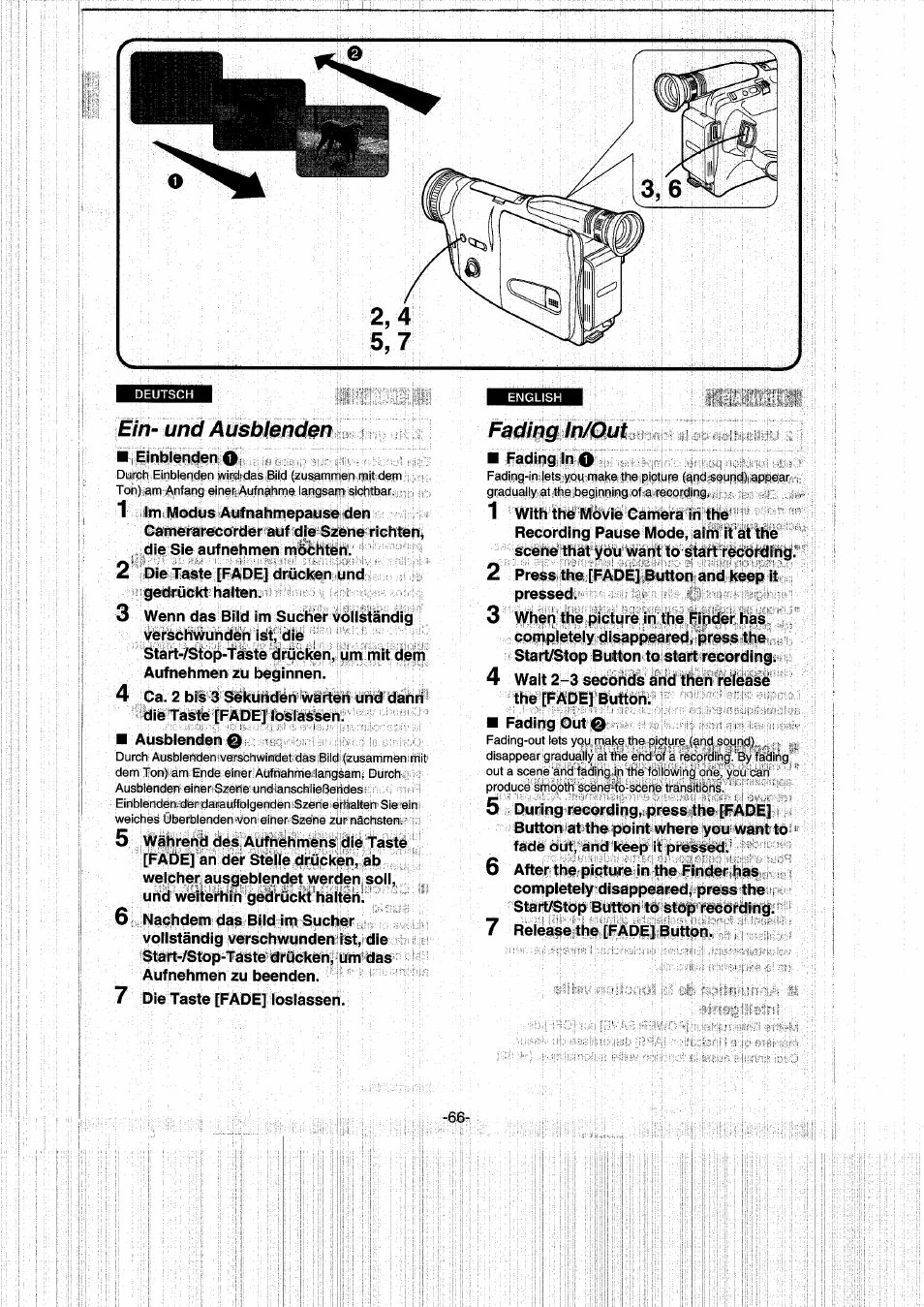 Ein- und ausblenden, Fading in/out | Panasonic NVRX50EG User Manual | Page 66 / 136