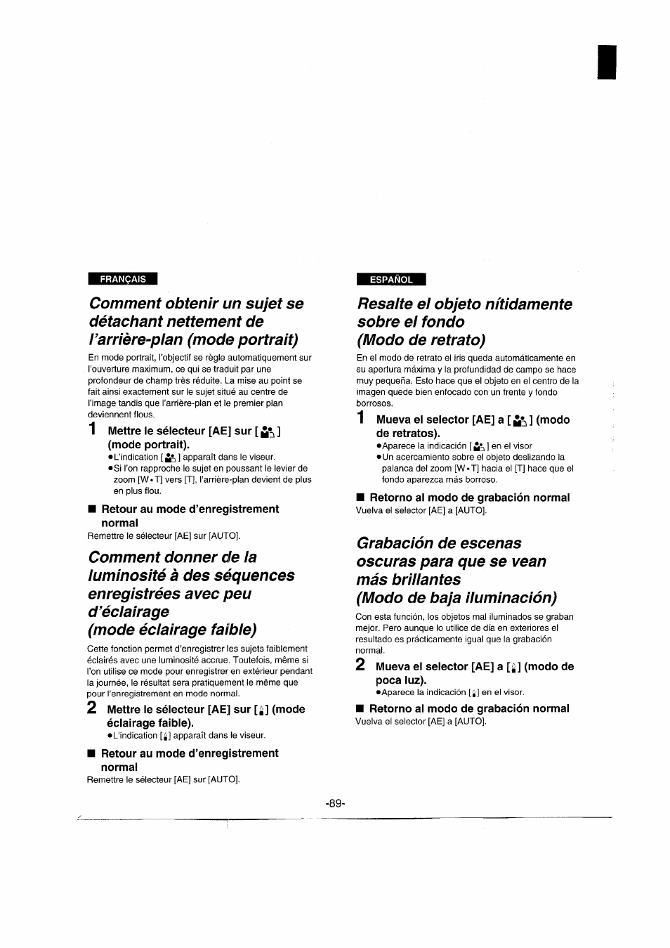 Français | Panasonic NVRX50EG User Manual | Page 89 / 136