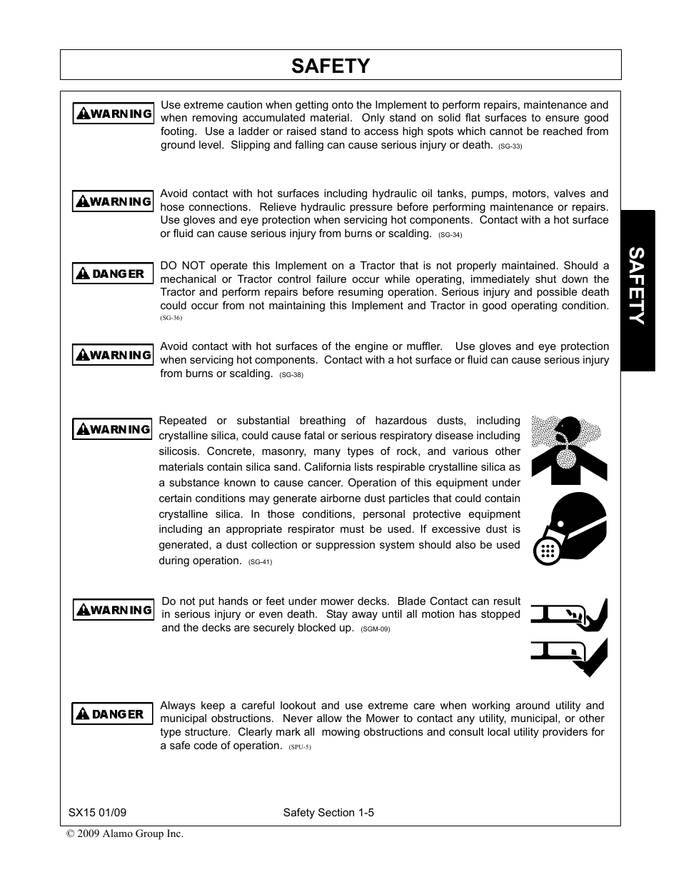 Safety | Alamo SX15 User Manual | Page 11 / 160