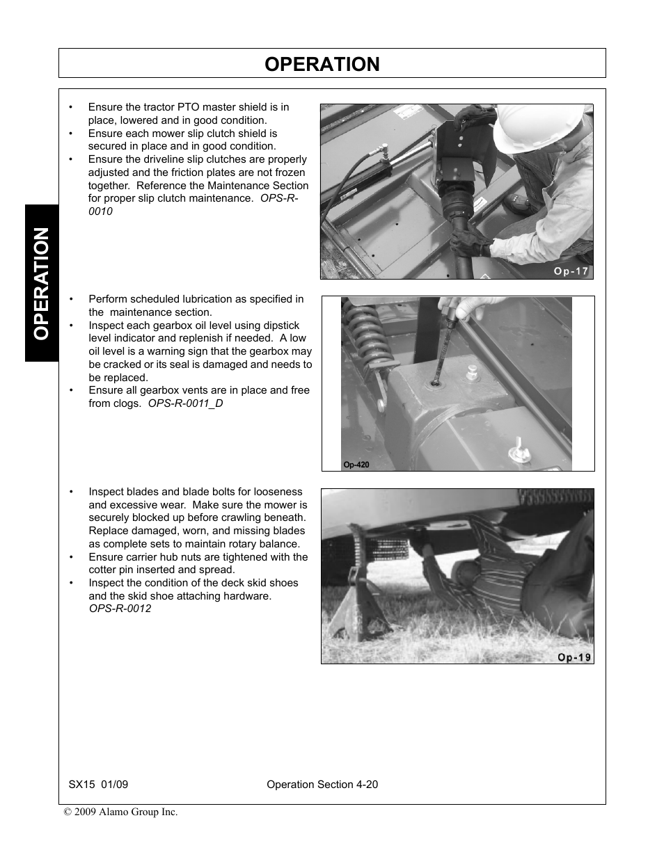 Operation, Opera t ion | Alamo SX15 User Manual | Page 112 / 160