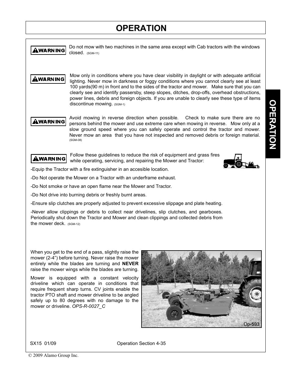 Operation, Opera t ion | Alamo SX15 User Manual | Page 127 / 160