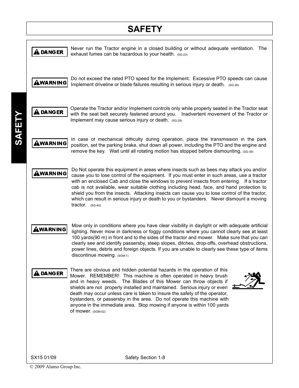 Safety | Alamo SX15 User Manual | Page 14 / 160