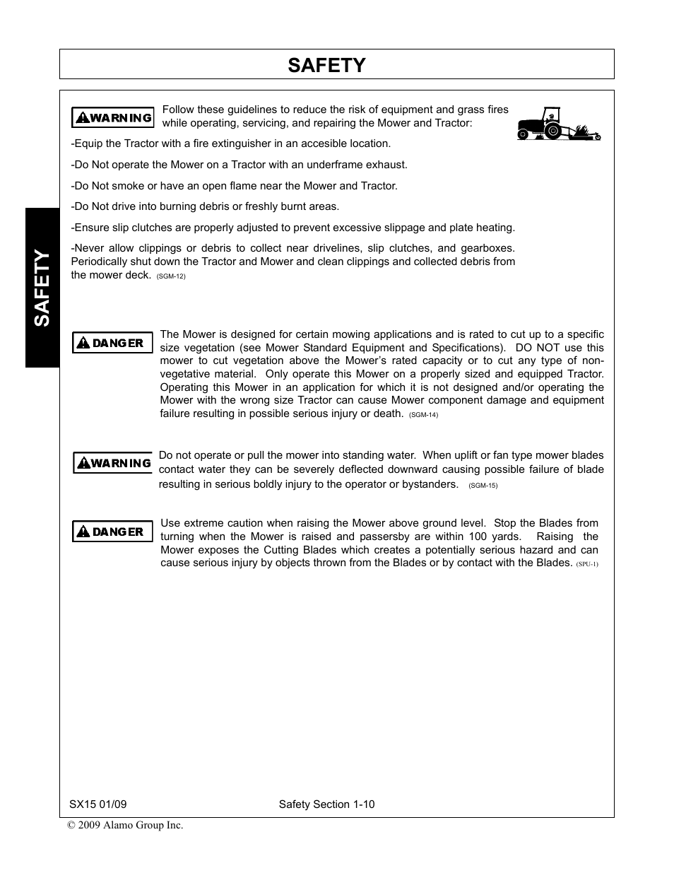 Safety | Alamo SX15 User Manual | Page 16 / 160
