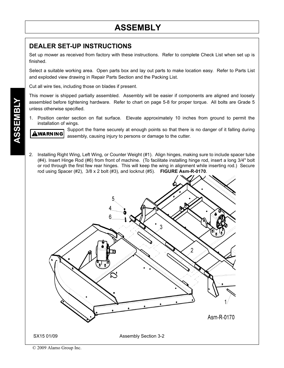 Dealer set-up instructions, Dealer set-up instructions -2, Assembly | Assembl y | Alamo SX15 User Manual | Page 84 / 160