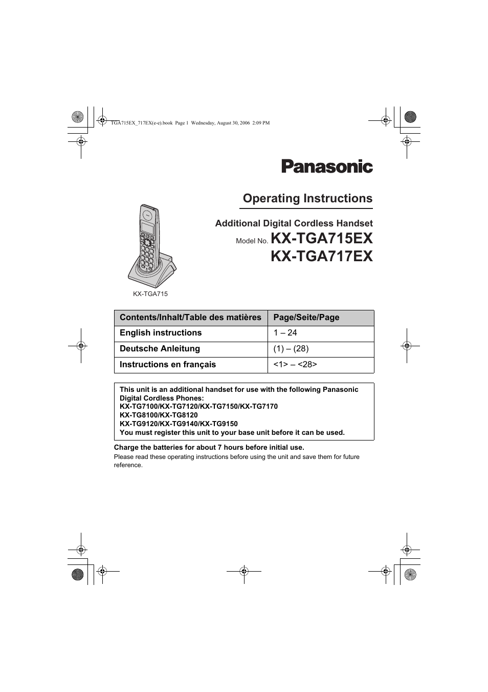 Panasonic KXTGA717EX User Manual | 80 pages