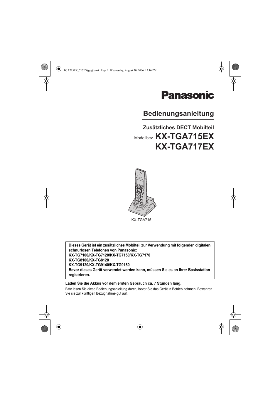 Kx-tga715ex, Kx-tga717ex, Bedienungsanleitung | Panasonic KXTGA717EX User Manual | Page 25 / 80