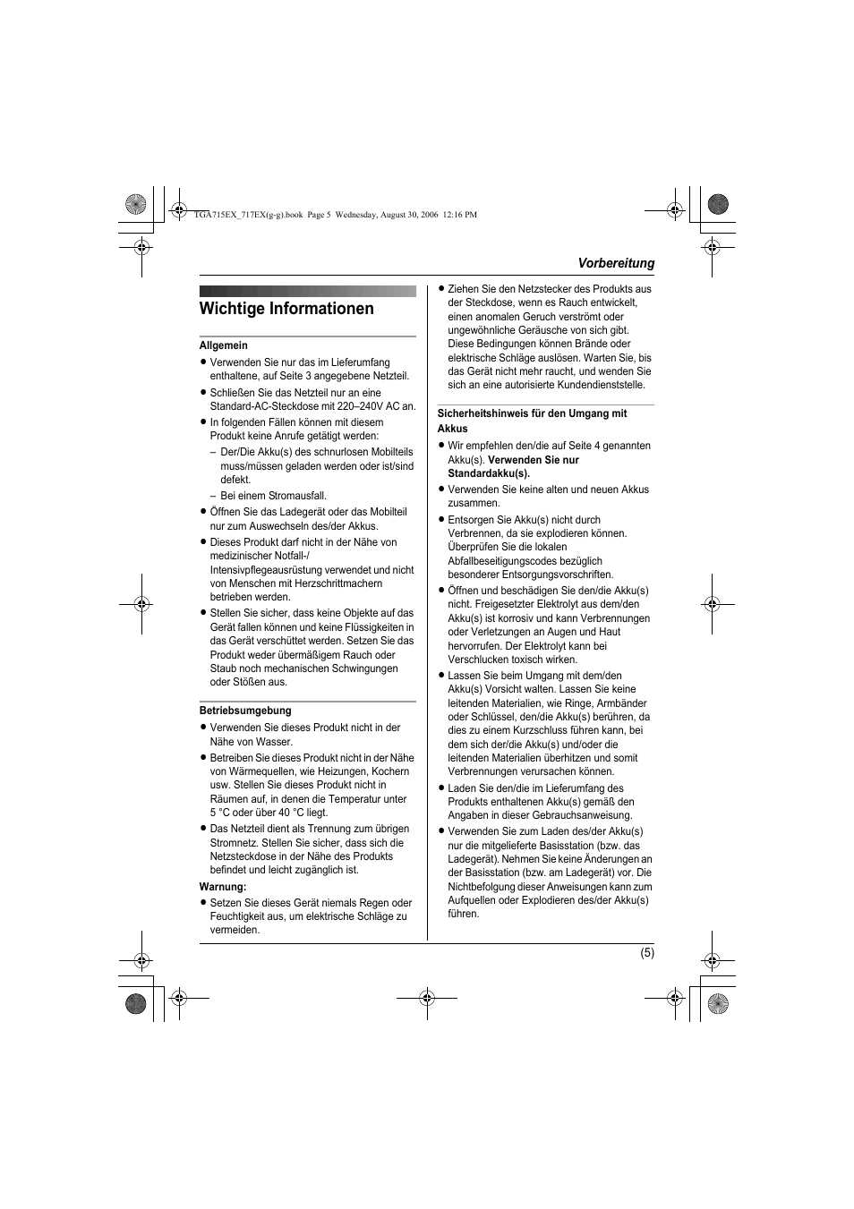 Wichtige informationen | Panasonic KXTGA717EX User Manual | Page 29 / 80