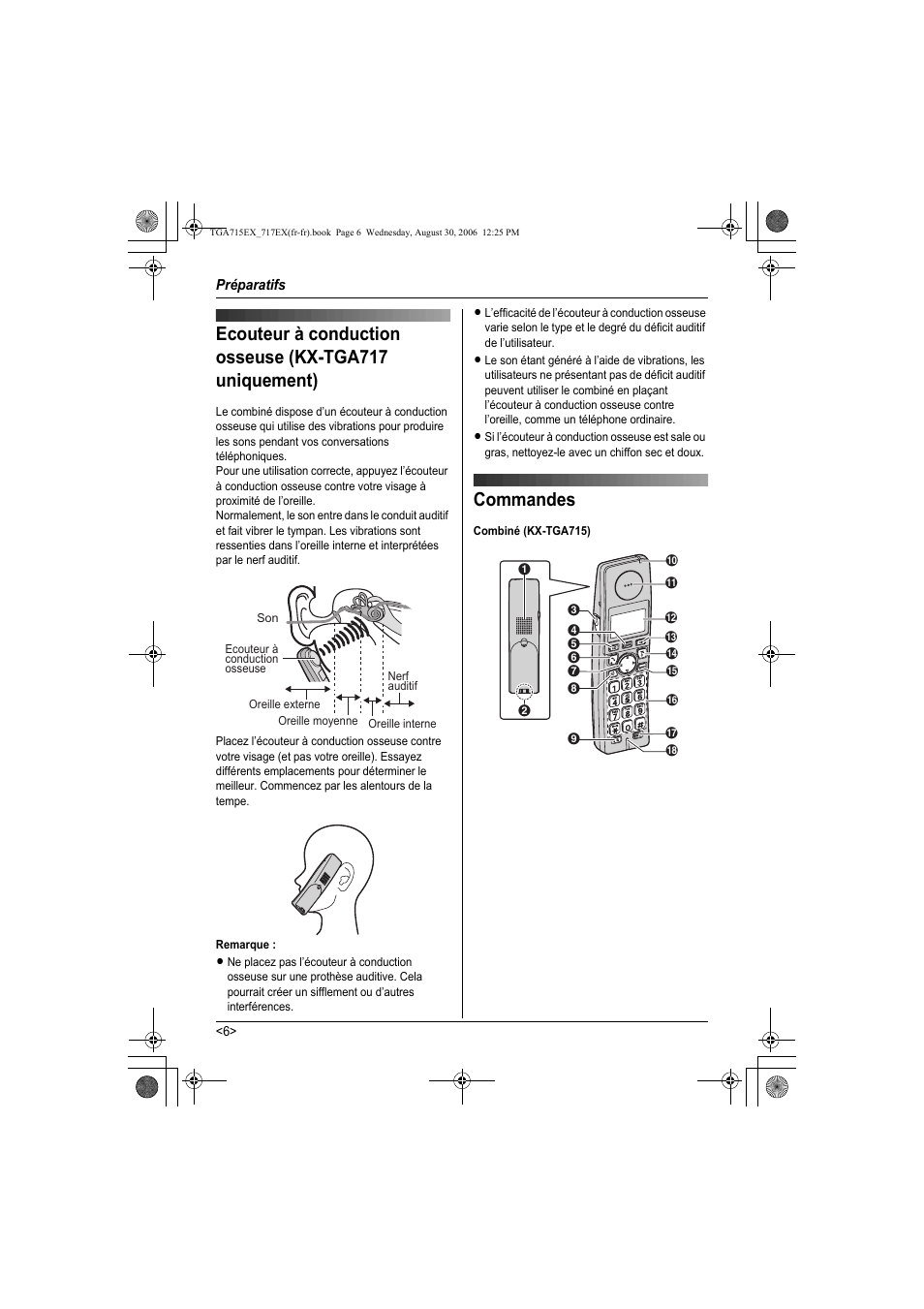 Commandes | Panasonic KXTGA717EX User Manual | Page 58 / 80