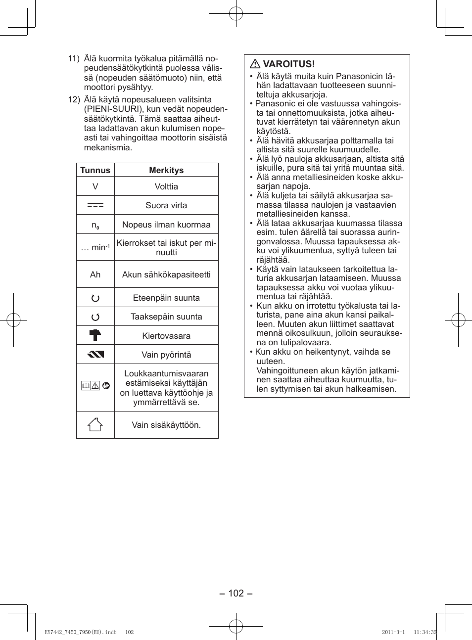 Panasonic EY7950 User Manual | Page 102 / 112