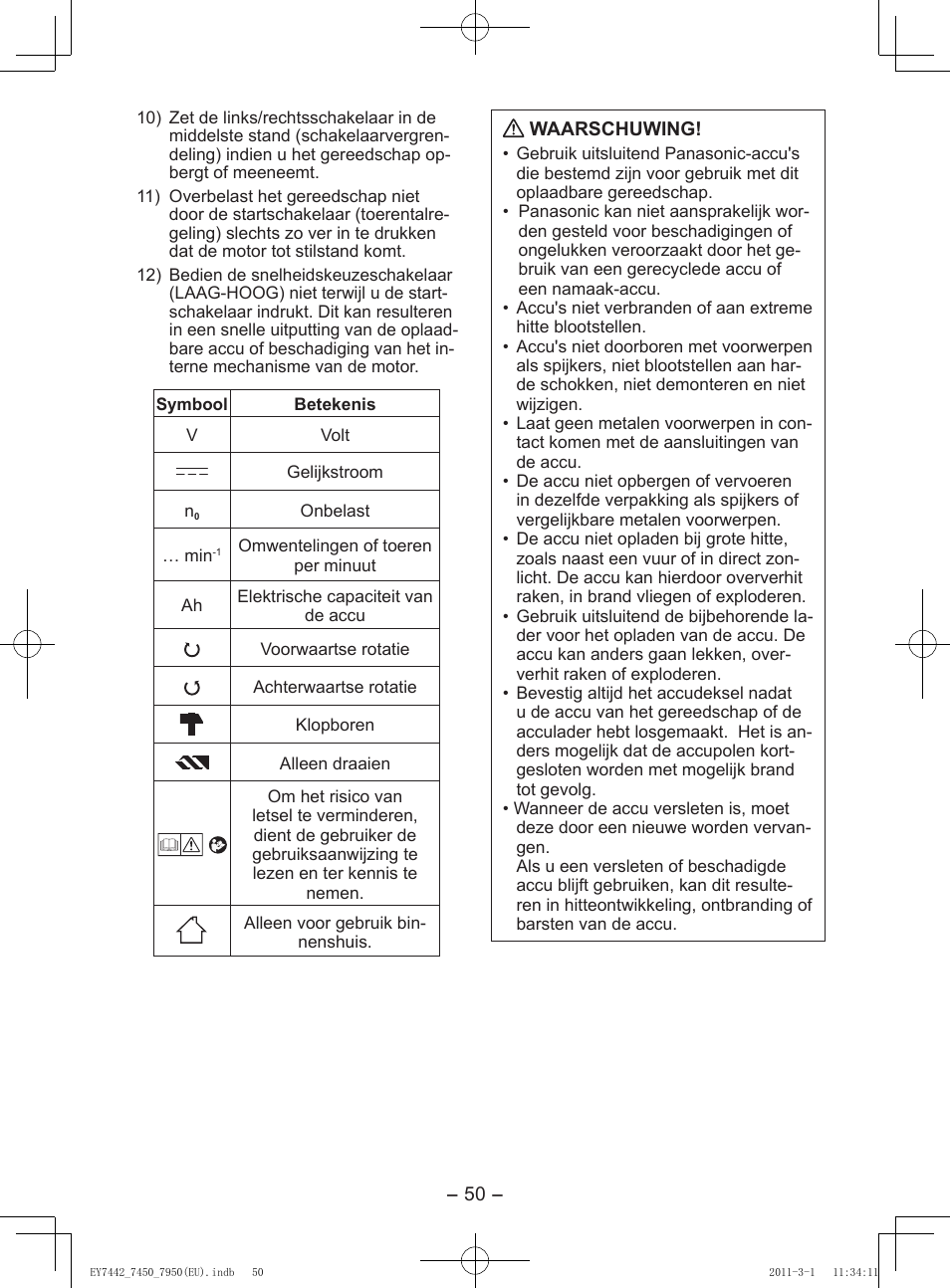 Panasonic EY7950 User Manual | Page 50 / 112