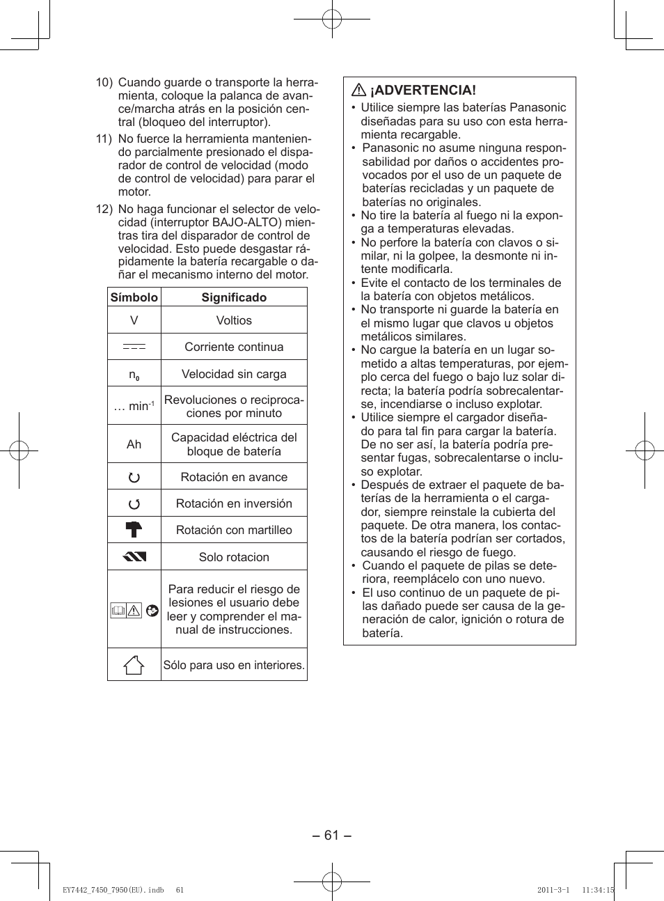 Panasonic EY7950 User Manual | Page 61 / 112
