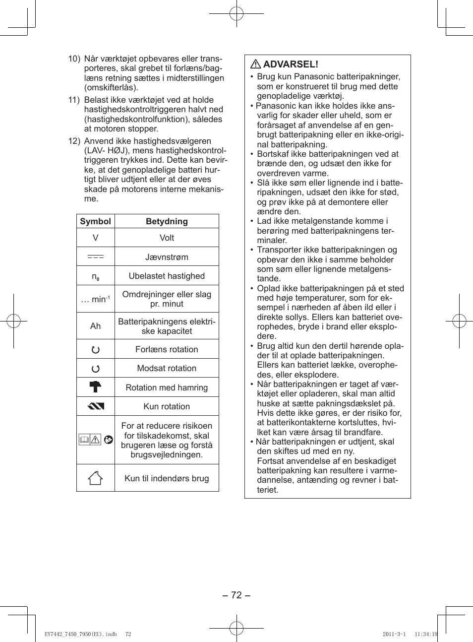Panasonic EY7950 User Manual | Page 72 / 112