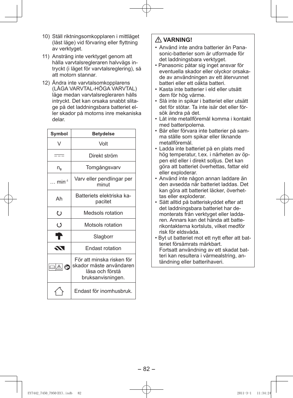 Panasonic EY7950 User Manual | Page 82 / 112