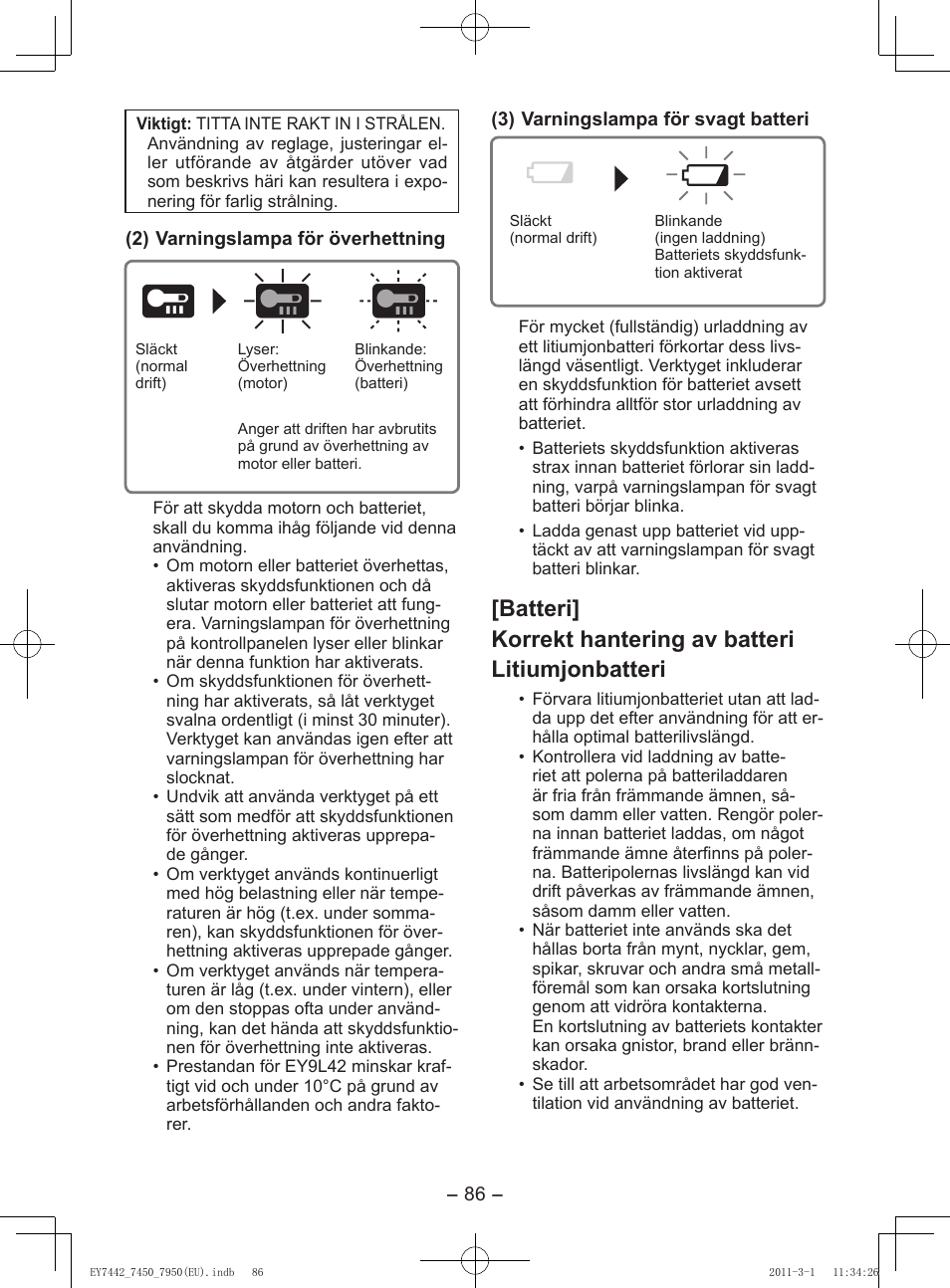 Panasonic EY7950 User Manual | Page 86 / 112