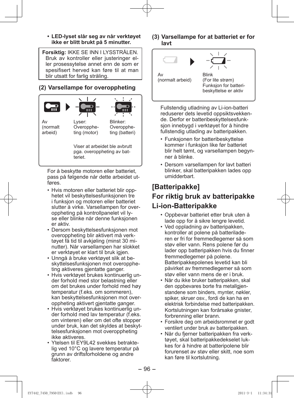 Panasonic EY7950 User Manual | Page 96 / 112