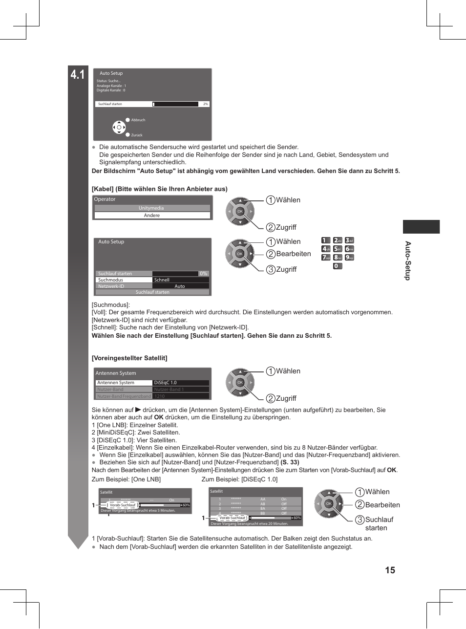 Auto-setup | Panasonic TX32AW404 User Manual | Page 15 / 288