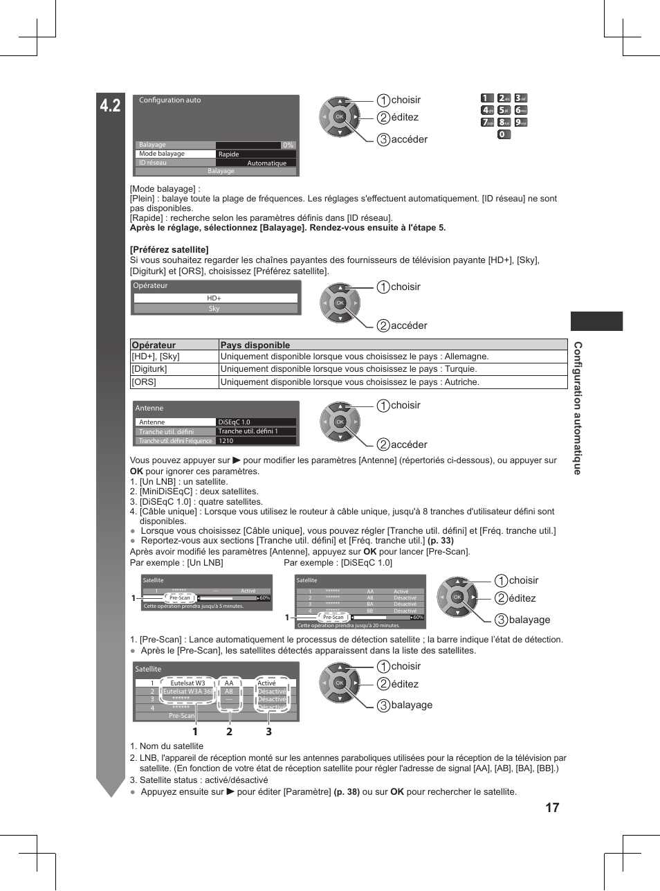 Configuration automatique | Panasonic TX32AW404 User Manual | Page 161 / 288