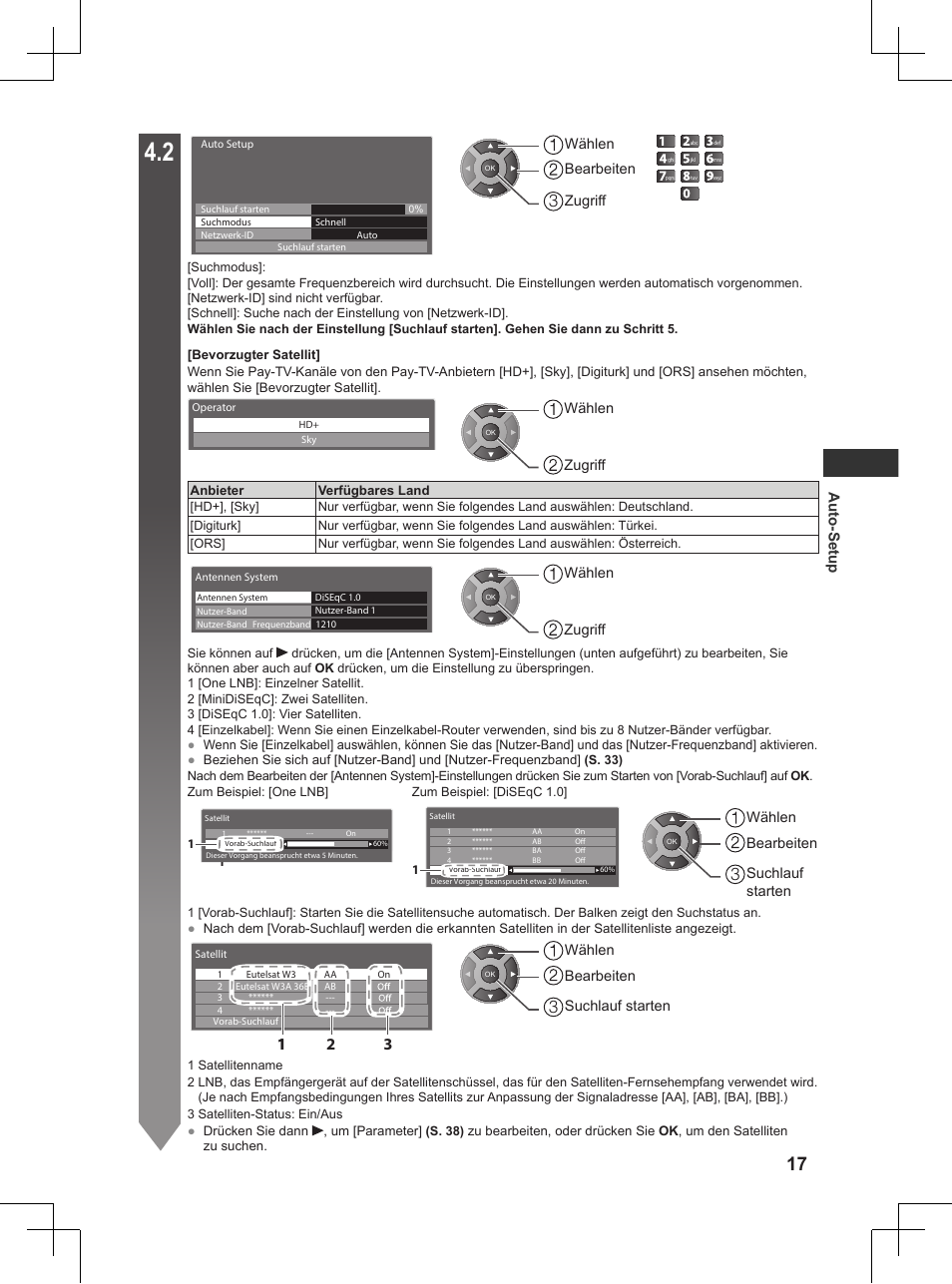 Auto-setup | Panasonic TX32AW404 User Manual | Page 17 / 288