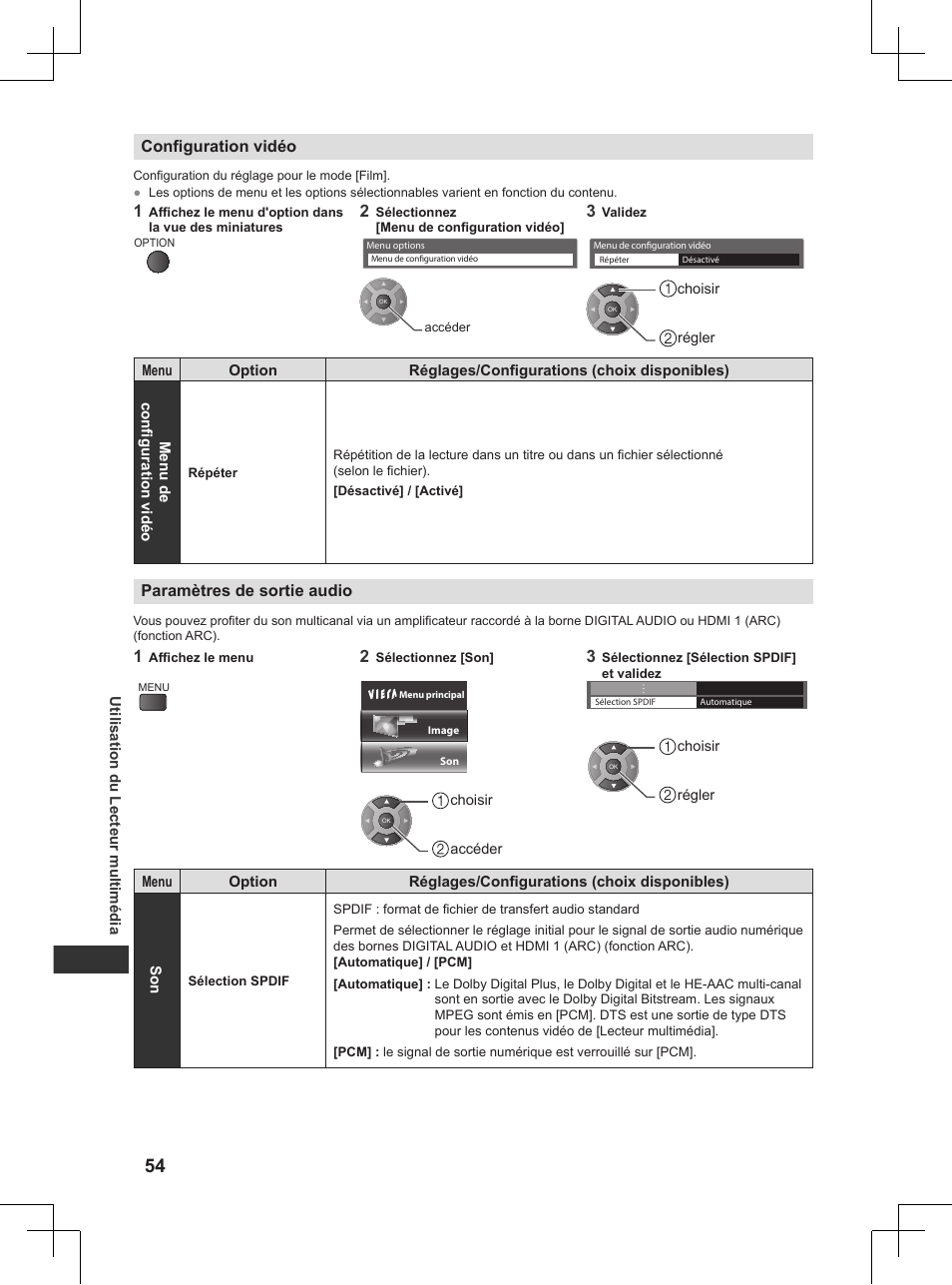 Configuration vidéo, P. 54) | Panasonic TX32AW404 User Manual | Page 198 / 288