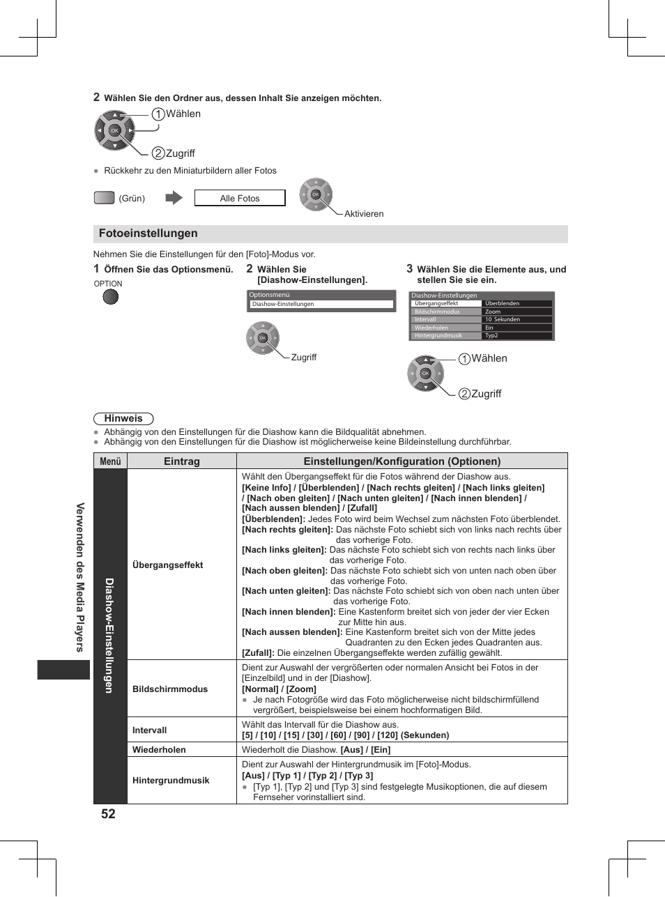 Fotoeinstellungen, S. 52) | Panasonic TX32AW404 User Manual | Page 52 / 288