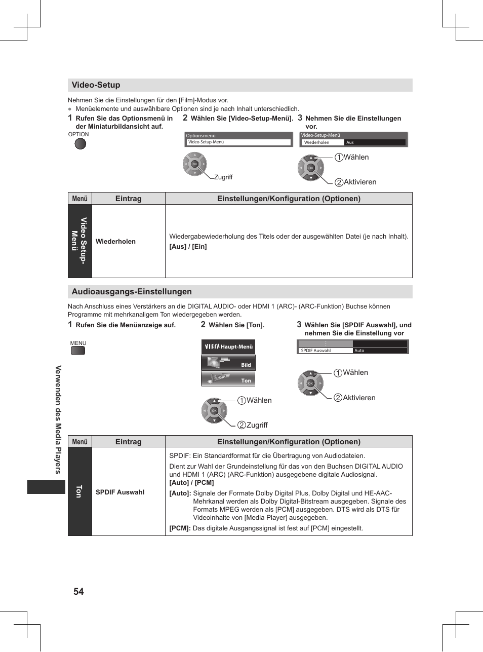 Video-setup, S. 54) | Panasonic TX32AW404 User Manual | Page 54 / 288