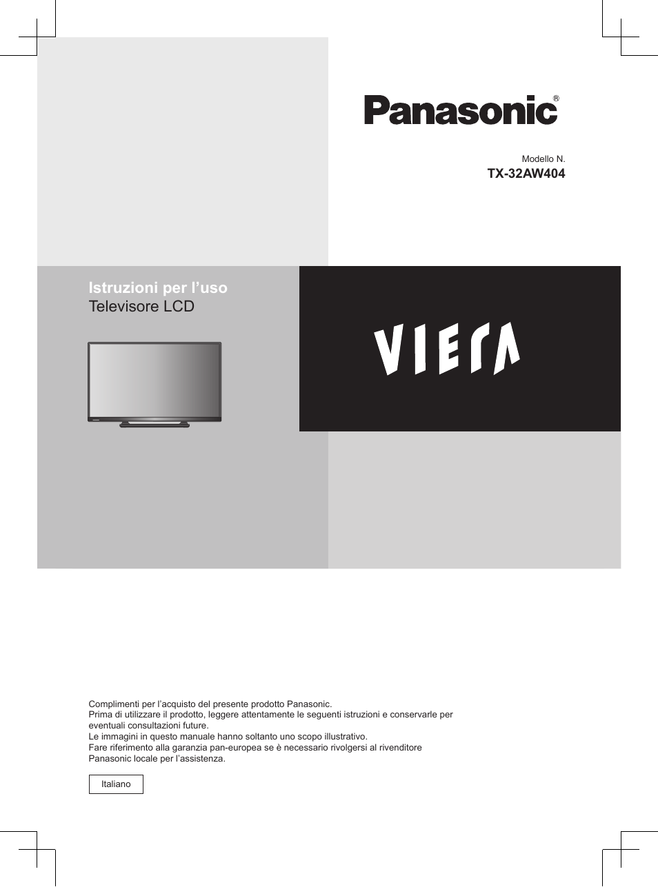 Istruzioni per l’uso televisore lcd | Panasonic TX32AW404 User Manual | Page 73 / 288