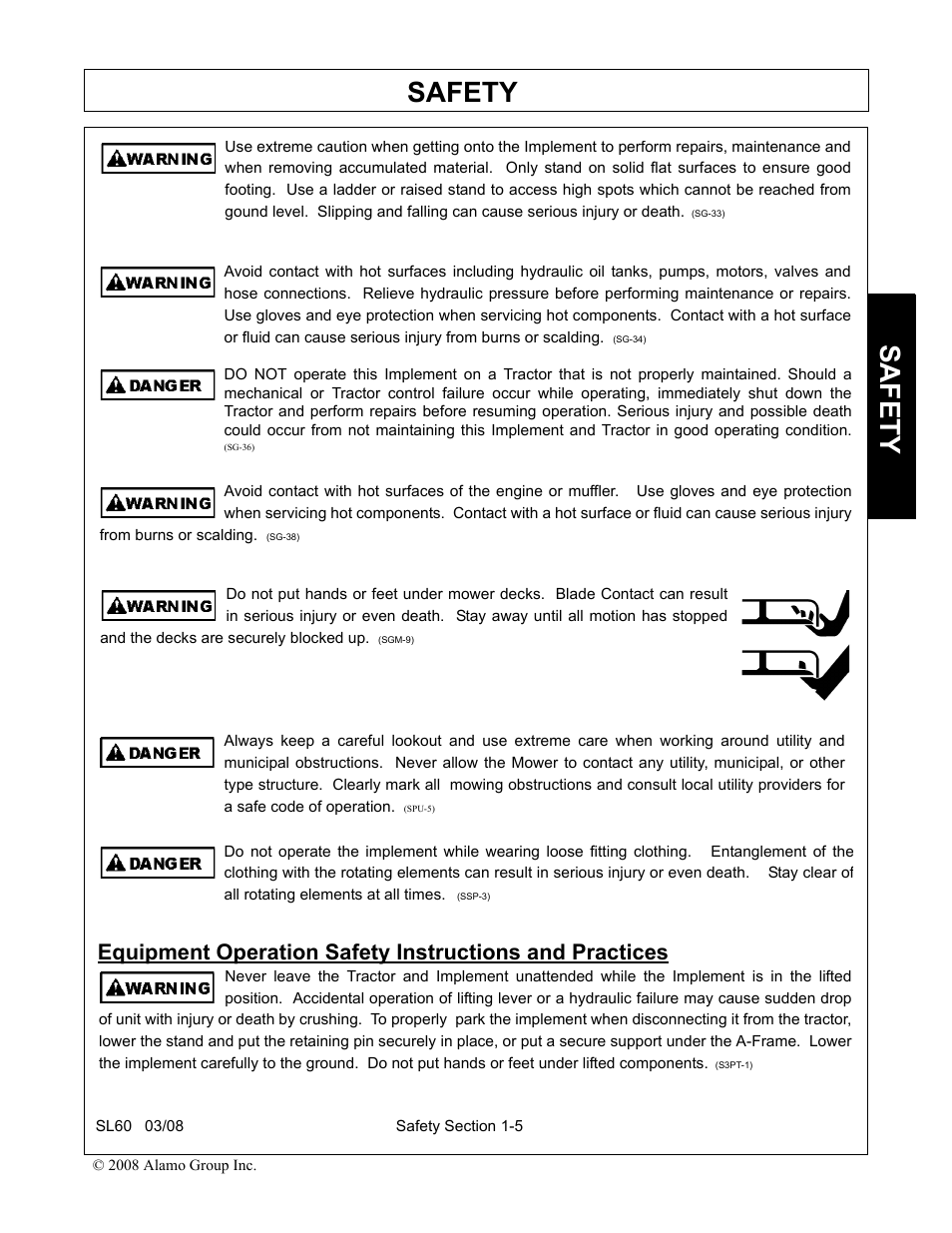 Safety | Alamo SL60 User Manual | Page 11 / 126